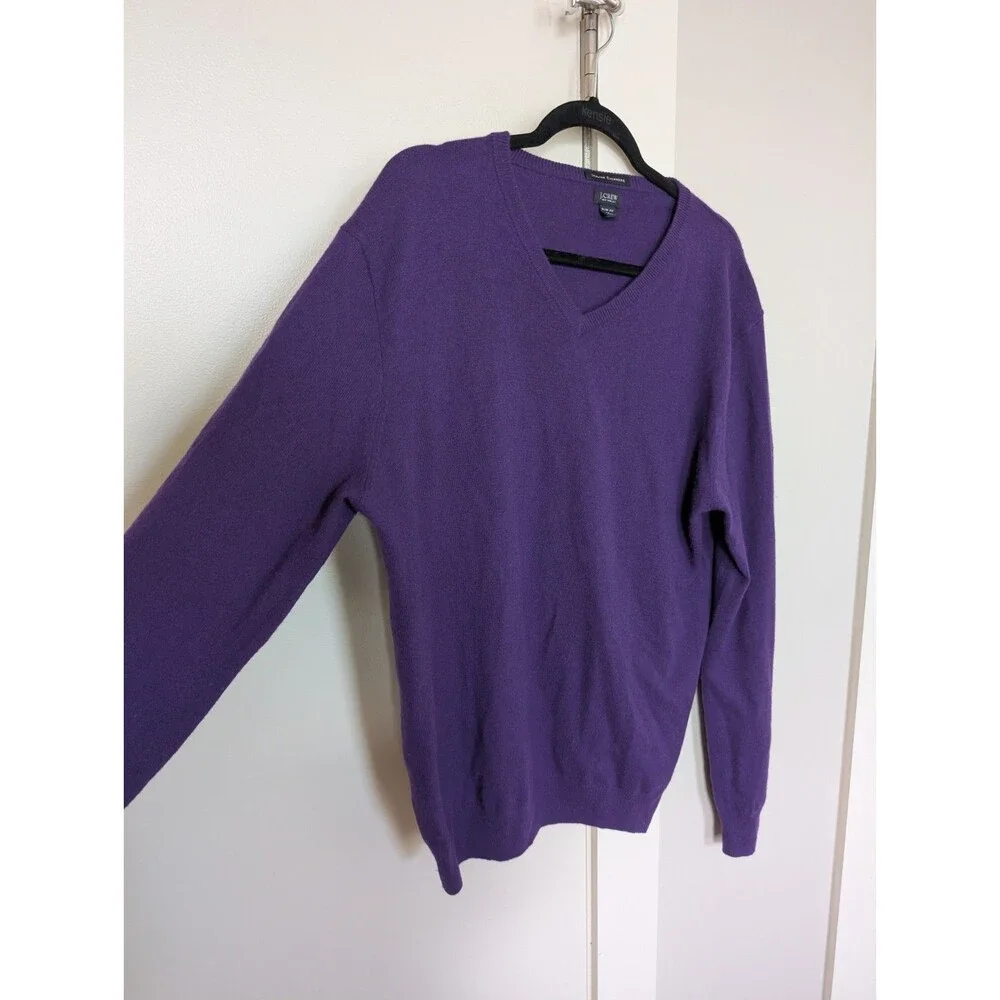 J. Crew Cashmere Purple V Neck Sweater Men's XL
